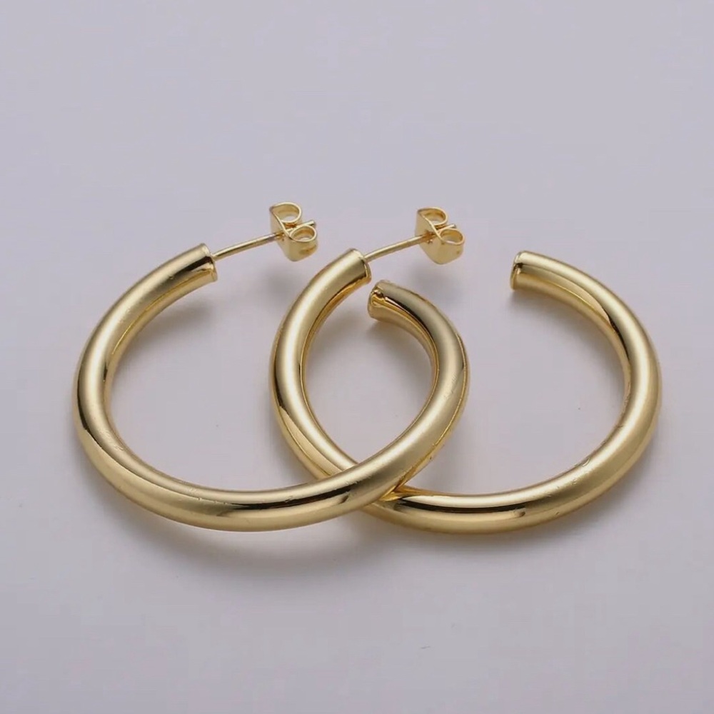 24K Gold Hoop Earrings